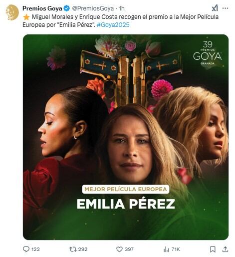 Emilia Perez gana en los Premios Goya 2025