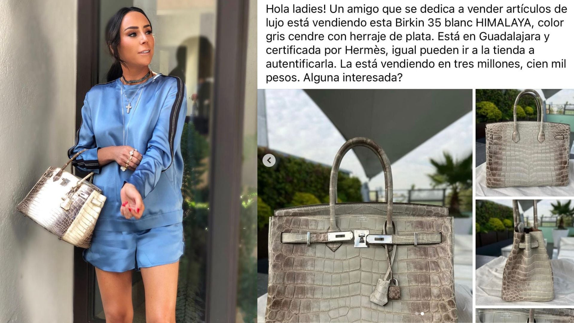 Inés Gómez Mont estaría vendiendo su bolsa Hermès Himalaya en Internet