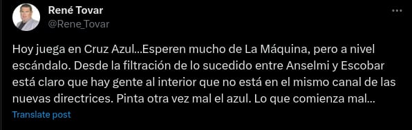 Martín Anselmi tiene problemas en Cruz Azul