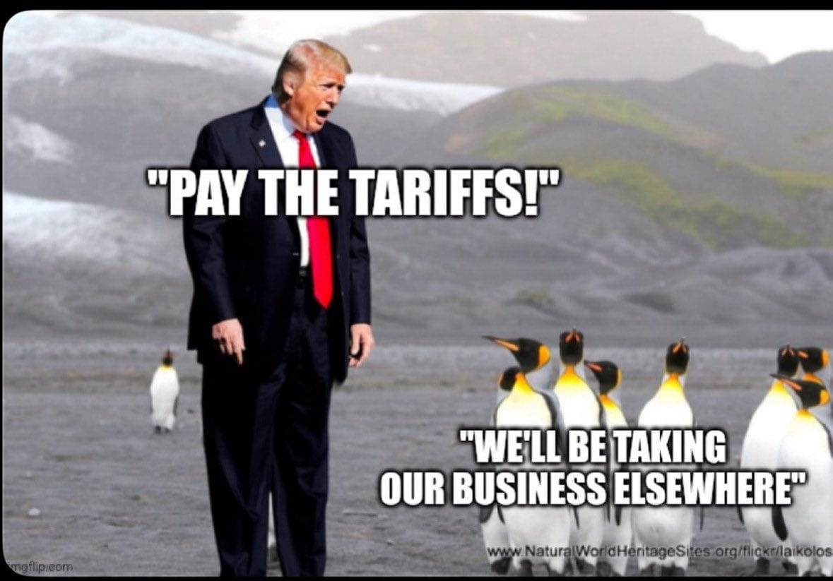 Los memes sobre los aranceles a pingüinos por Donald Trump