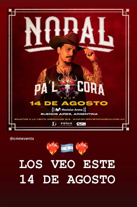 Christian Nodal anuncia concierto en Argentina tras ruptura con Cazzu