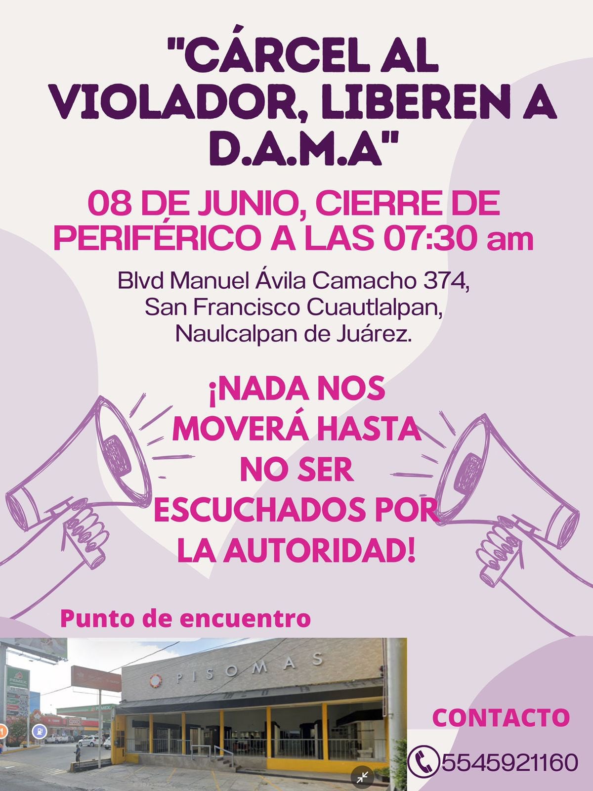 Llaman a manifestación en Periférico y Primero de Mayo