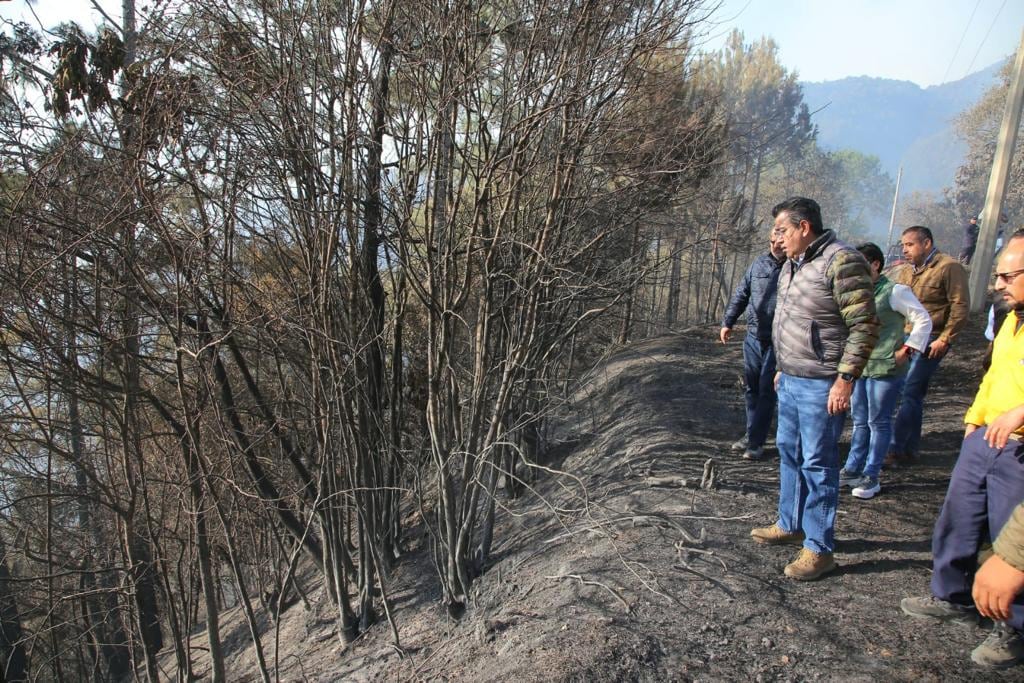 Gobierno de Puebla atiende el incendio en Zacatlán