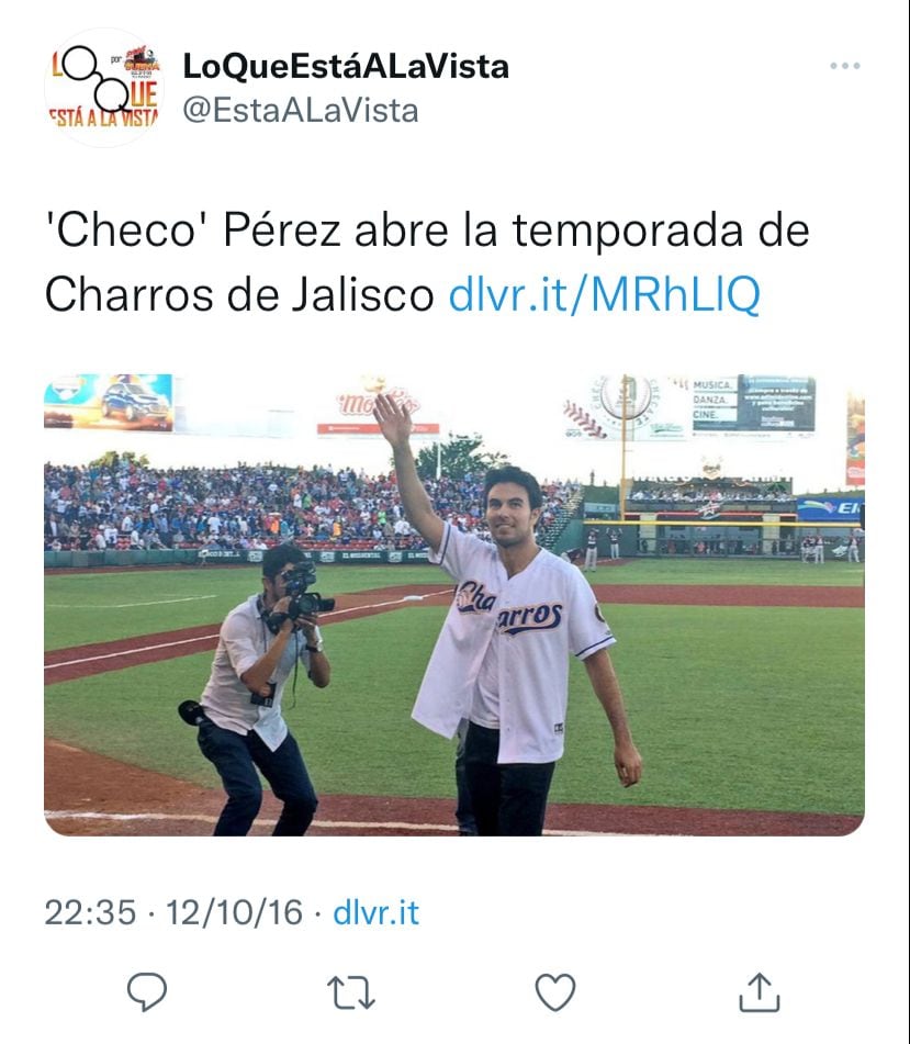 Checo Pérez es uno de los accionistas de los Charros de Jalisco, equipo de la LMP.