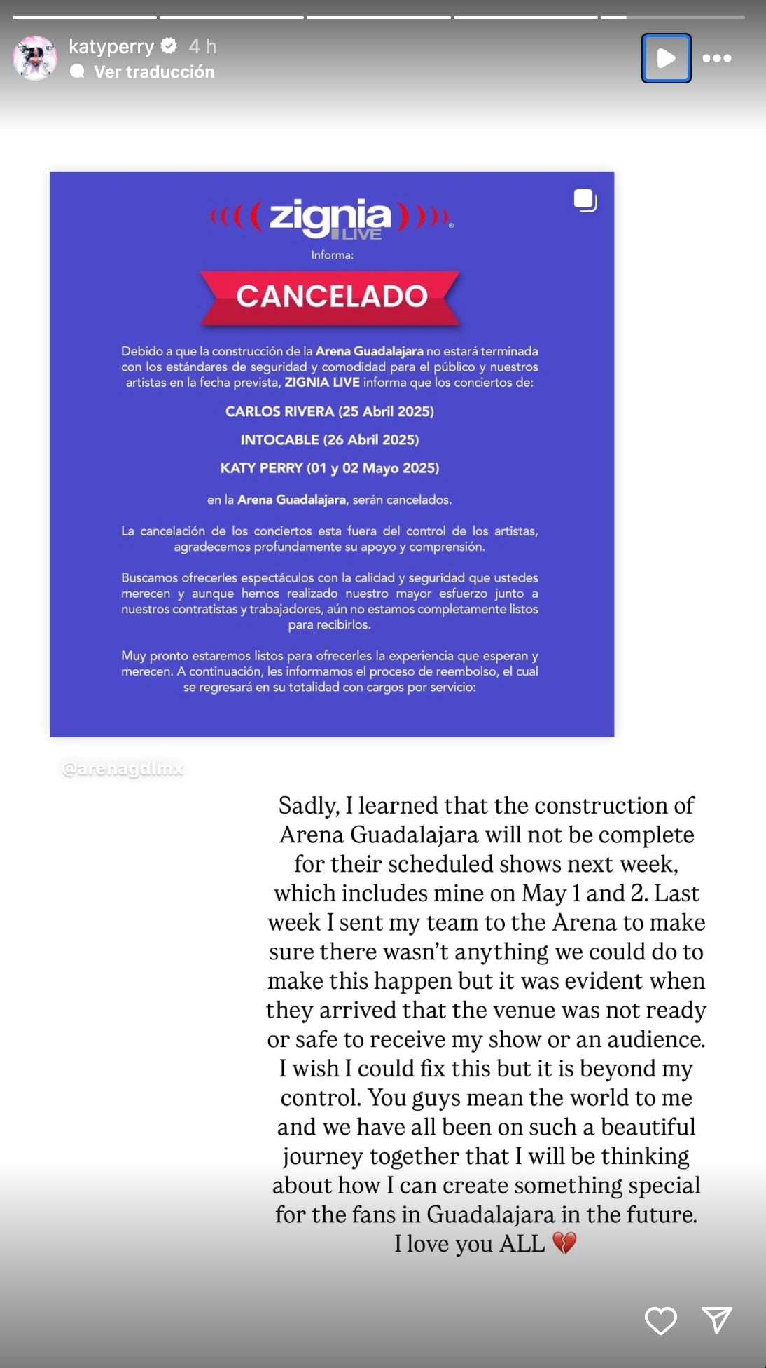 Katy Perry envió a su equipo a supervisar la Arena Guadalajara