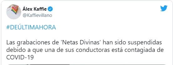 Alex Kaffie revela que conductora de 'Netas Divinas' tiene Covid-19