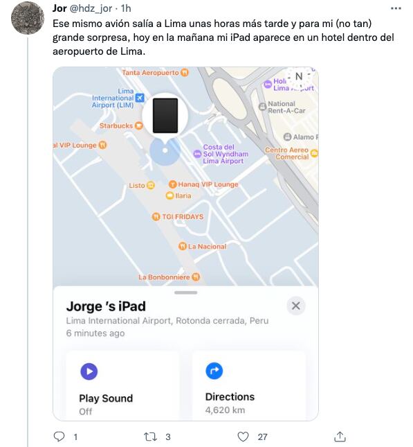 iPad olvidado en avión de Volaris terminó en Lima, Perú