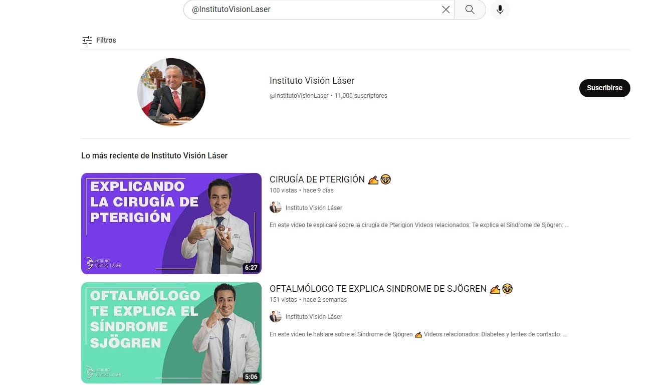 Cuenta falsa de AMLO es canal de oftalmología