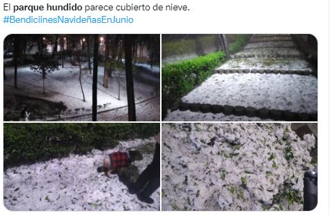 Parque Hundido tras la granizada.
