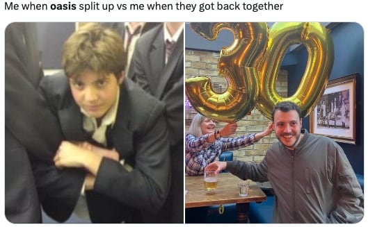 Los memes de Oasis se enfocan en la edad