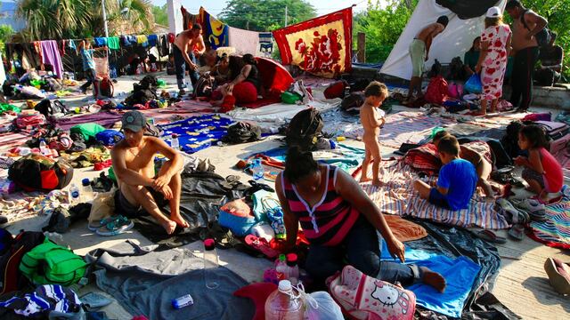 Caravan migrante en Tapanatepec.