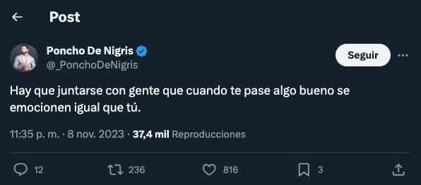Poncho de Nigris lanza indirectas en Twitter