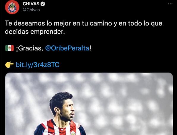 Chivas anunció la salida de Oribe Peralta