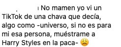 Usuarios creen que por Harry Styles en el tianguis en la paca es por una señal que alguien pidió.
