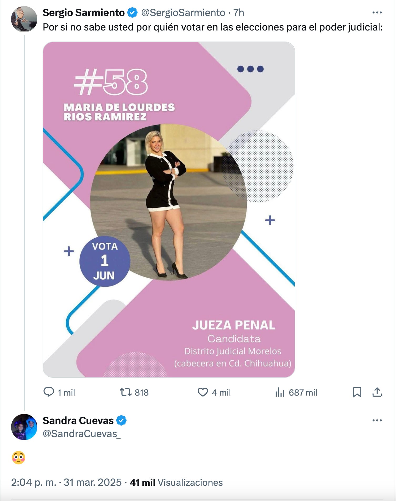 Sandra Cuevas y su reacción a Lulú Ríos 58