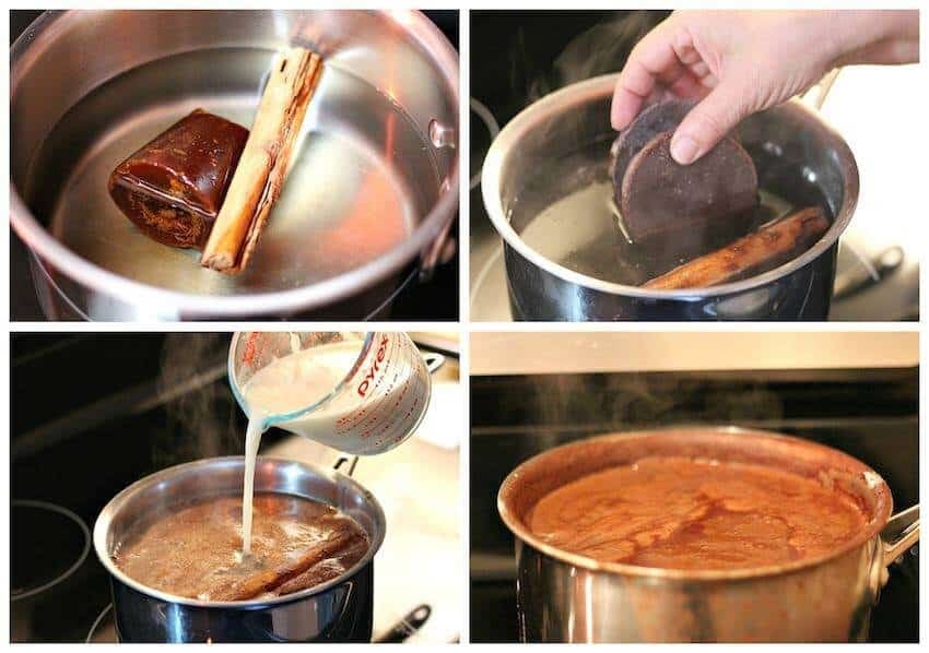 Champurrado de chocolate con masa y leche