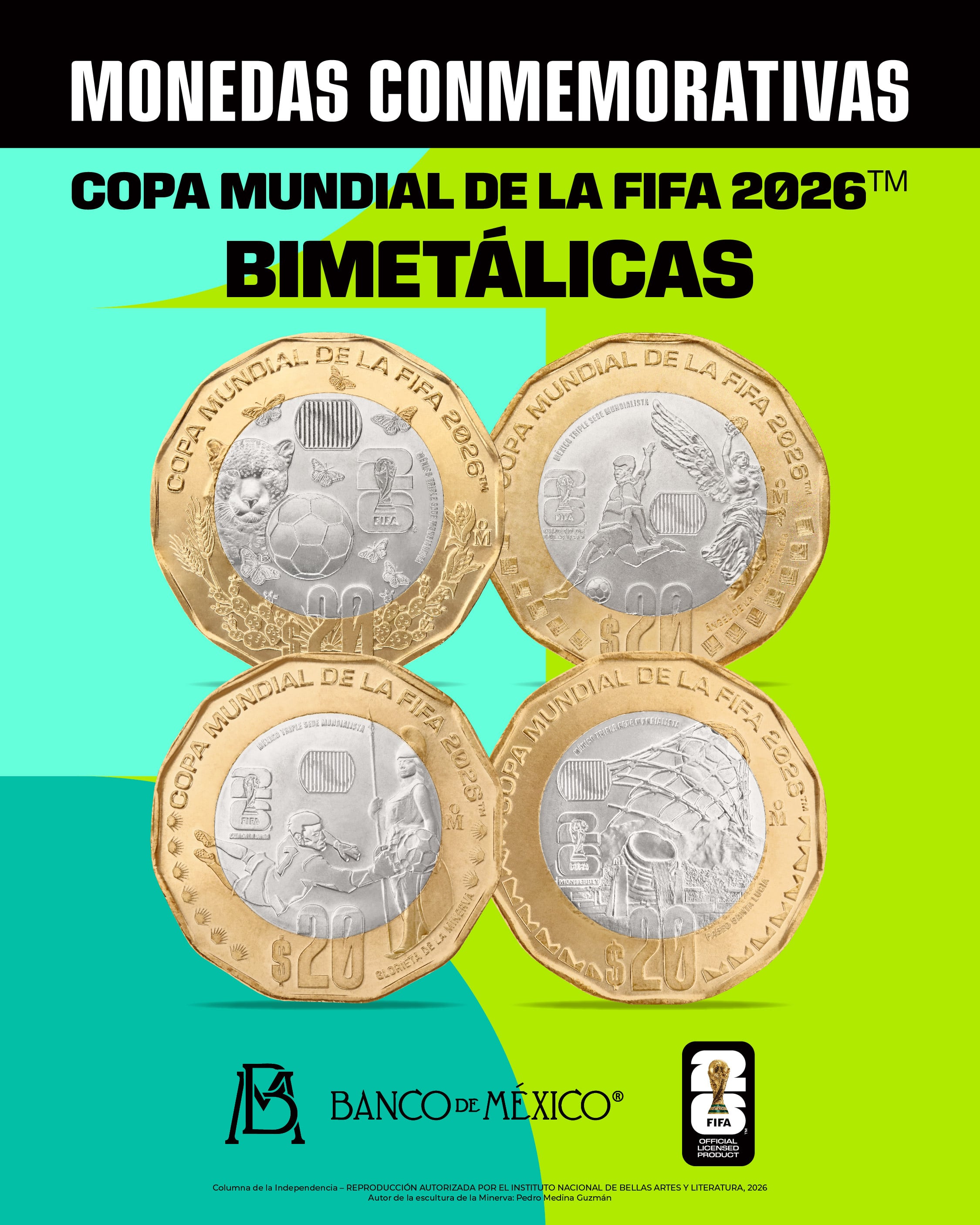 Banxico lanza colección de 12 monedas conmemorativas del Mundial 2026