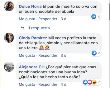 Comentarios sobre el pan de muerto relleno de chilaquiles.