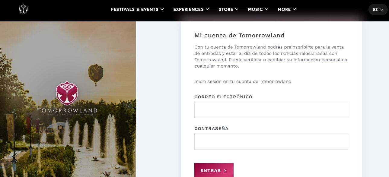Pre registro Tomorrowland 2025
