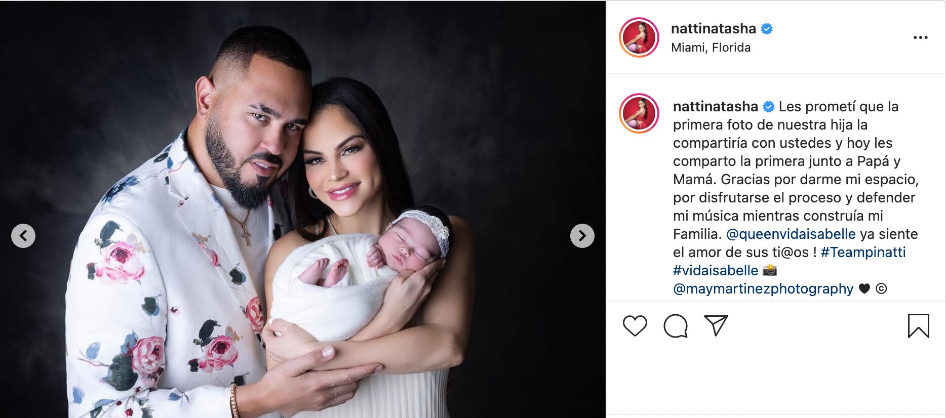 Natti Natasha presenta a su familia
