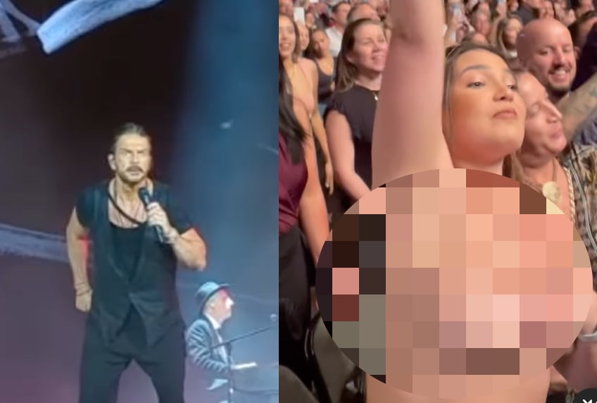 Fan queda en topless en concierto de Ricardo Arjona