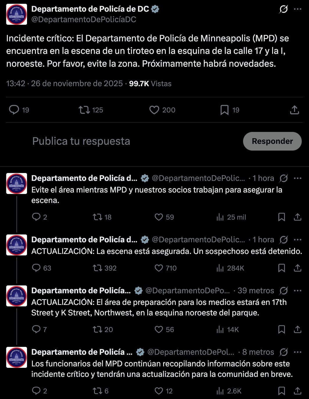 Soldados de Estados Unidos fueron baleados cerca de la Casa Blanca