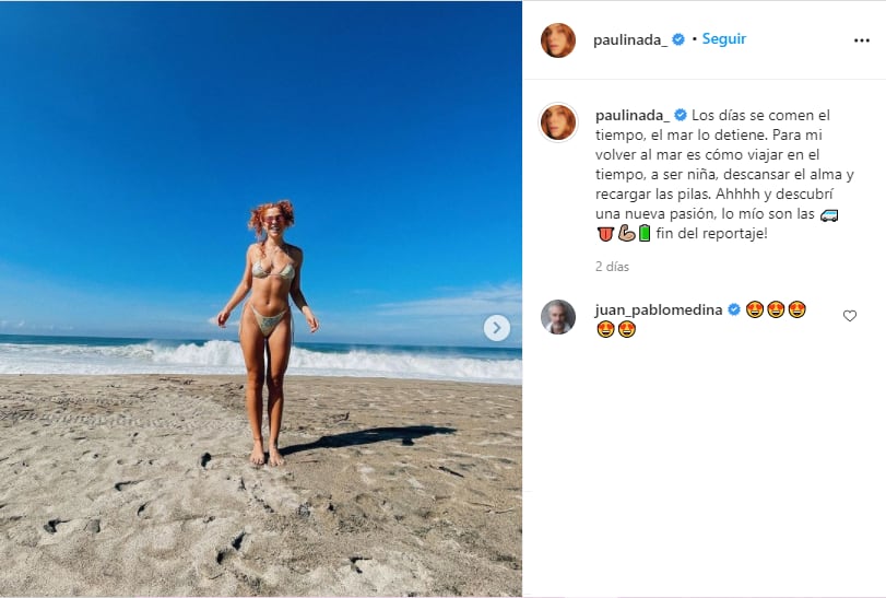 Post en Instagram de Paulina Dávila sobre sus vacaciones.