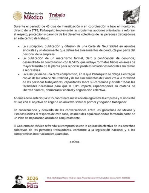 México cierra caso laboral de Minera Peñasquito