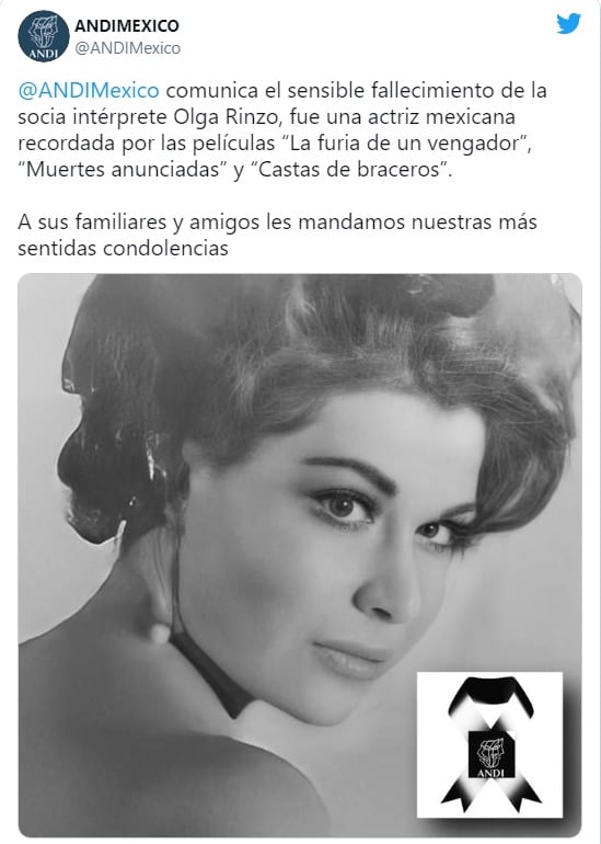 ANDI lamenta muerte de Olga Rinzo