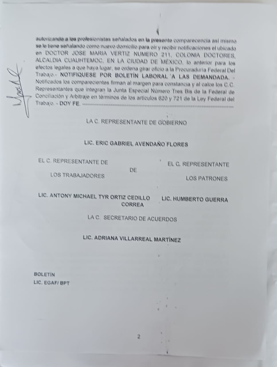 Revocación de poder al abogado de AJTEAM ante la JFCyA