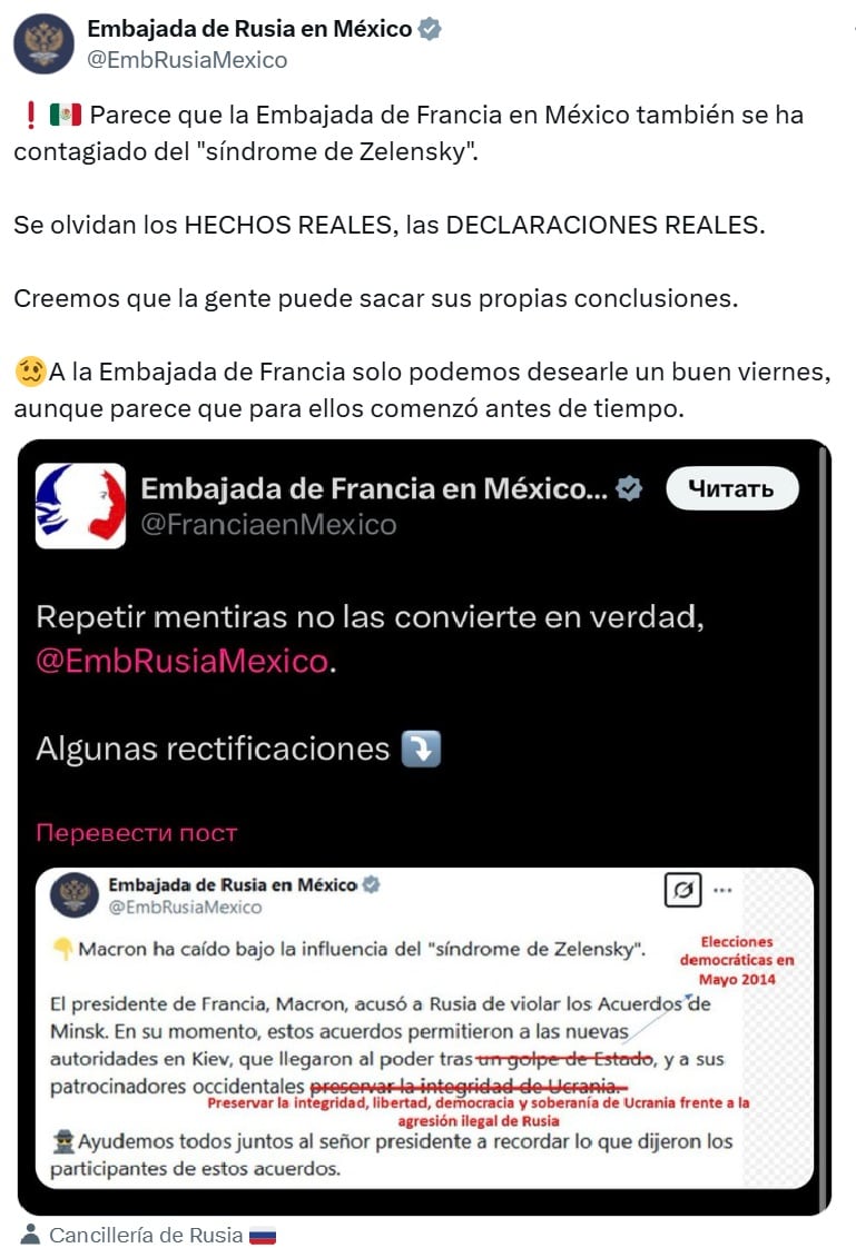 Pleito entre Embajadas de Rusia y Francia en México: se lanzan todo tipo de acusaciones en X