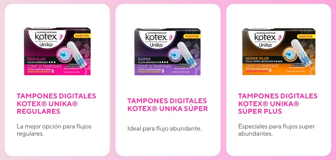 Tampones digitales Kotex
