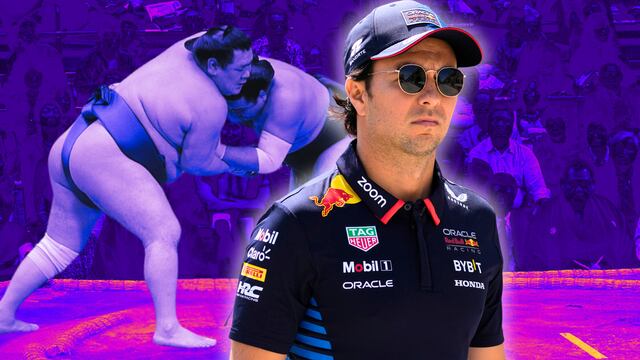 Checo Pérez se enfrentó con un luchador de sumo