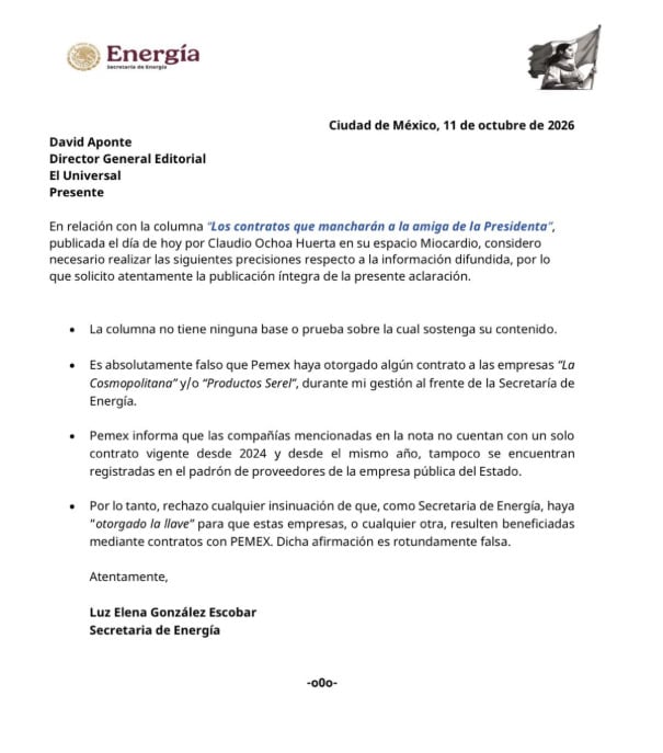 Secretaria de Energía niega contratos con La Cosmopolitana y Productos Serel