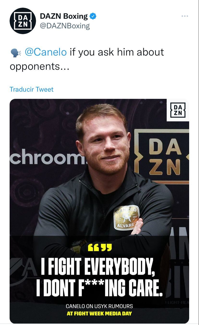 Canelo Álvarez está listo para enfrentar a todos.