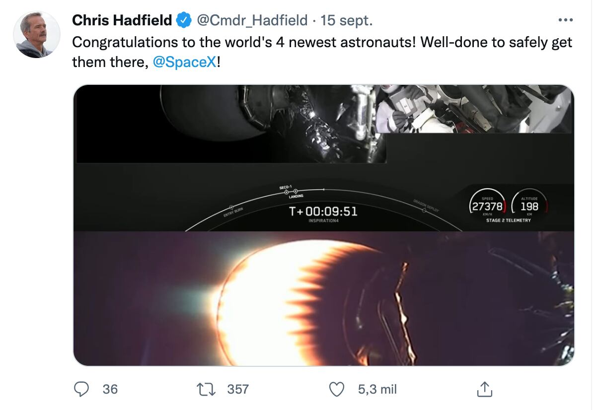 Felicitación de Chris Hadfield