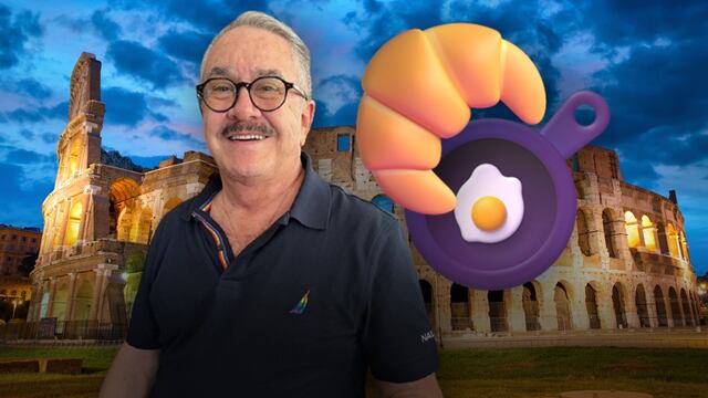 Pedro Sola desayunando huevo en Italia