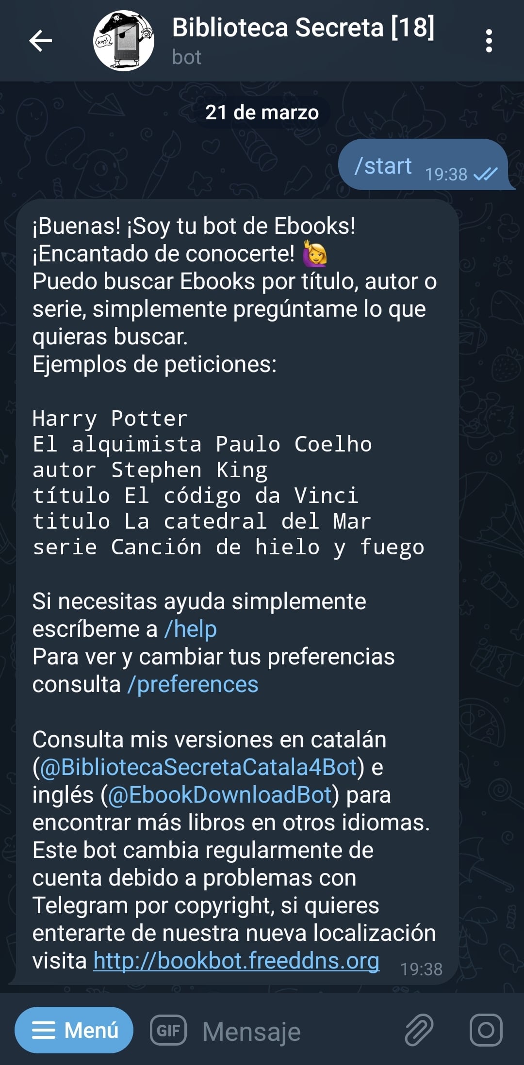 Biblioteca en 'Telegram'