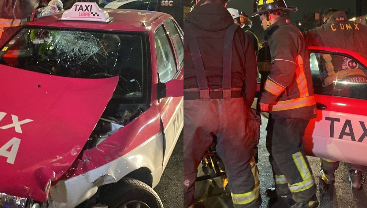 Choca patrulla CDMX con taxi