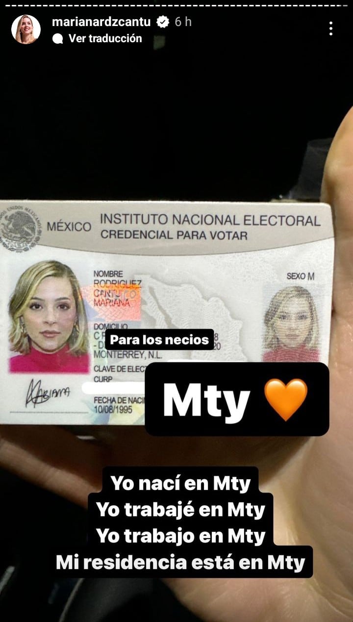 Mariana Rodríguez publica su INE