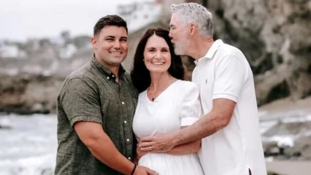 Nancy Hauck con su hijo y su esposo