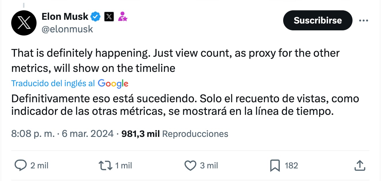 Elon Musk eliminará los botones de me gusta, repostear y responder como parte del rediseño de X