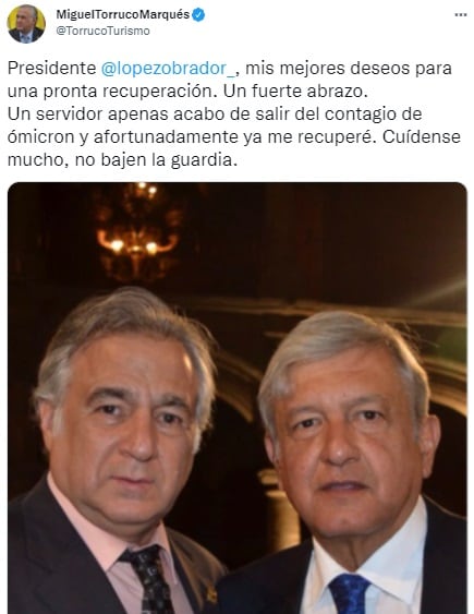 Miguel Torruco desea recuperación de AMLO