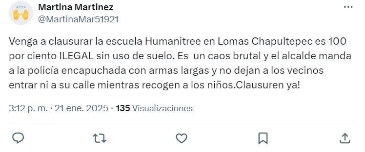 Protesta en Lomas de Chapultepec