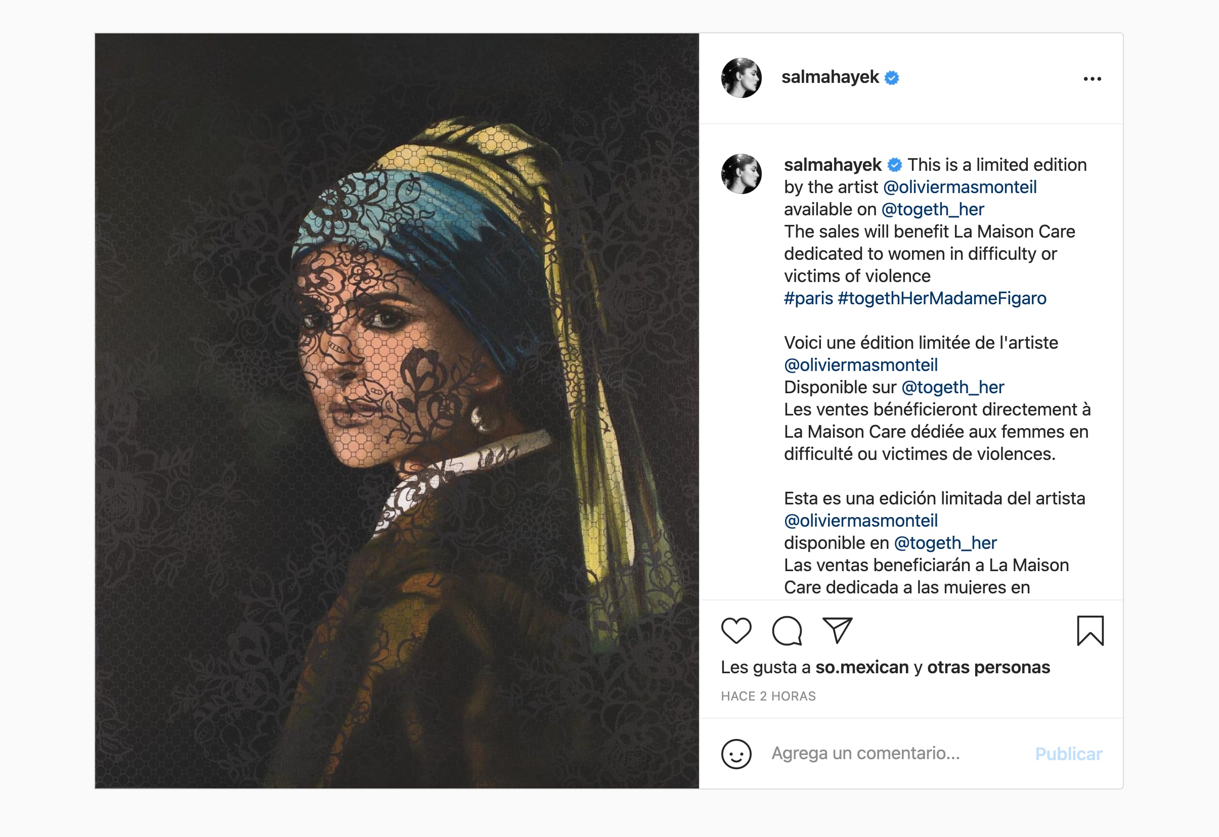 Salma Hayek como ‘La joven con el arete de perla’