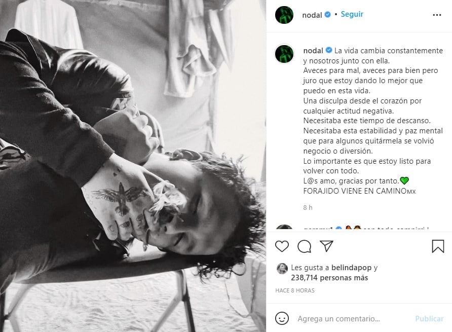 Christian Nodal explica el motivo de su ausencia en redes