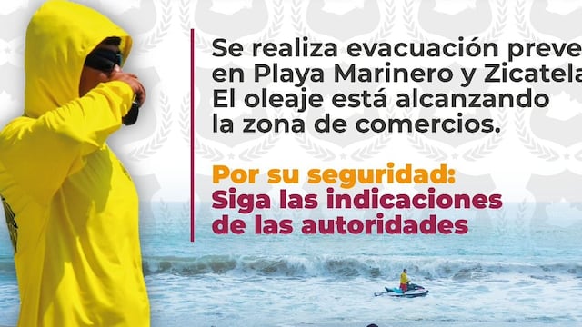 Mar de Fondo obliga evacuación en Zicatela y Marinero