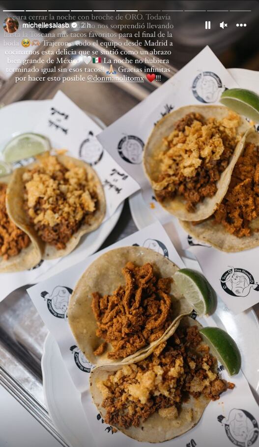 Michelle Salas no realizó su boda en México pero sus tacos favoritos estuvieron presentes