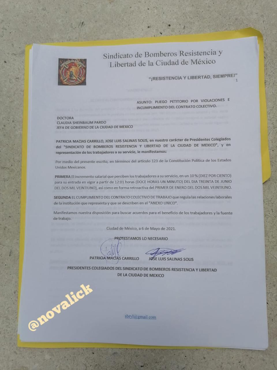 Pliego petitorio de bomberos de la CDMX