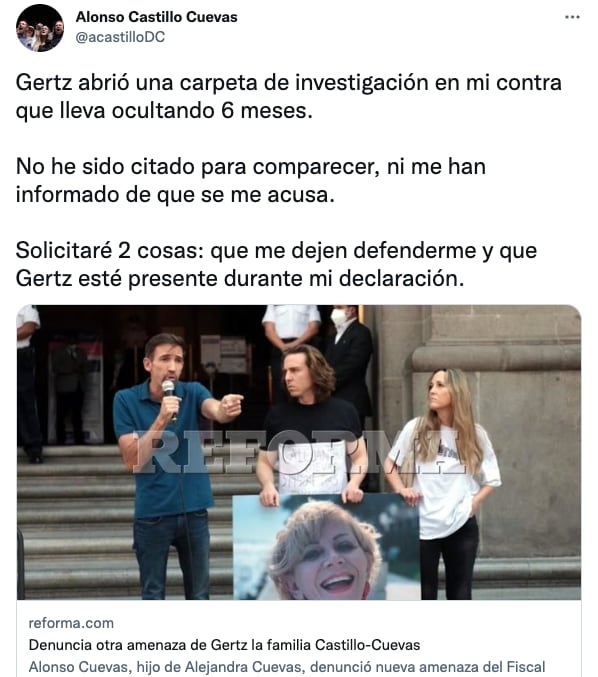 El hijo de Alejandra Cuevas denunció ocultamiento de la carpeta; pues no ha sido citado a comparecer.